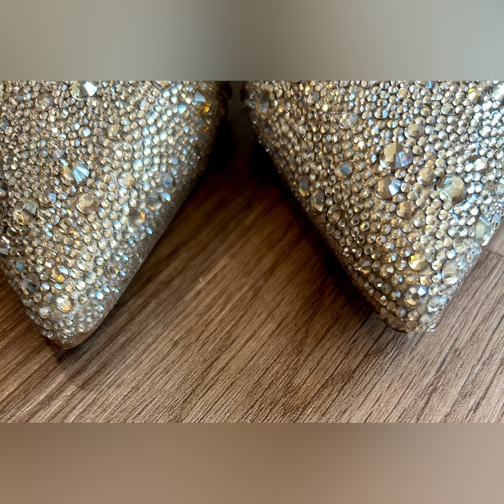 Betsey Johnson Clark Heels Gold Sling-Back Rhinestone 9.5 - Picture 4 of 10